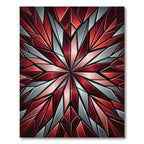 Crimson Silver Faceted Starburst Rug