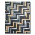 Modern Herringbone Gray and Tan Wood Rug