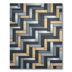 Modern Herringbone Gray and Tan Wood Rug