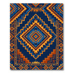 Navajo Blue Geometric Diamond Zigzag Rug