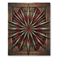 Gothic Crimson Golden Celestial Compass Rug