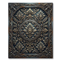 Ornate Bronze Damask Medallion Charcoal Rug