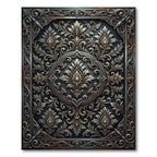 Ornate Bronze Damask Medallion Charcoal Rug