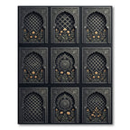 Ethereal Charcoal Floral Arched Lattice Rug