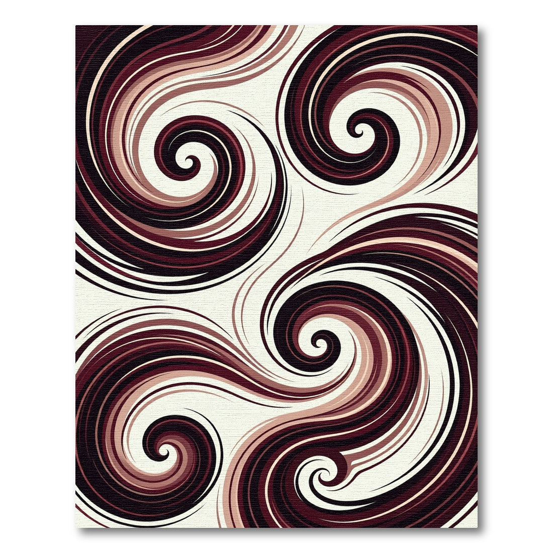 Earthy Brown Swirling Abstract Wave Rug