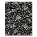 Monochromatic Black and White Chrysanthemum Floral Rug