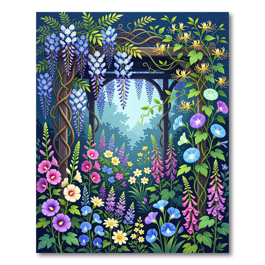 Midnight Wisteria and Morning Glory Garden Rug