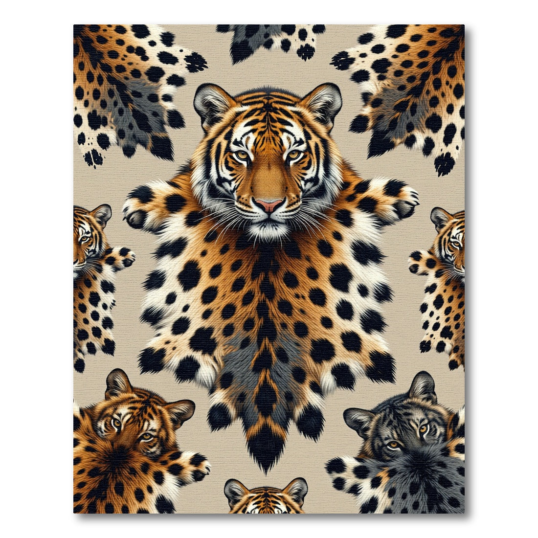 Bold Tiger Leopard Fusion Animal Art Rug