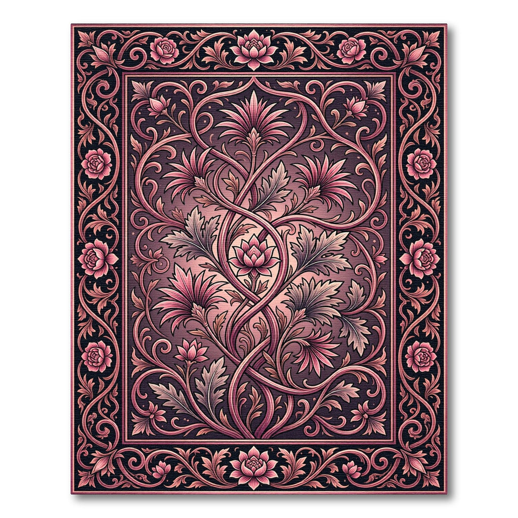 Pink Floral Vines Elegant Composition Rug