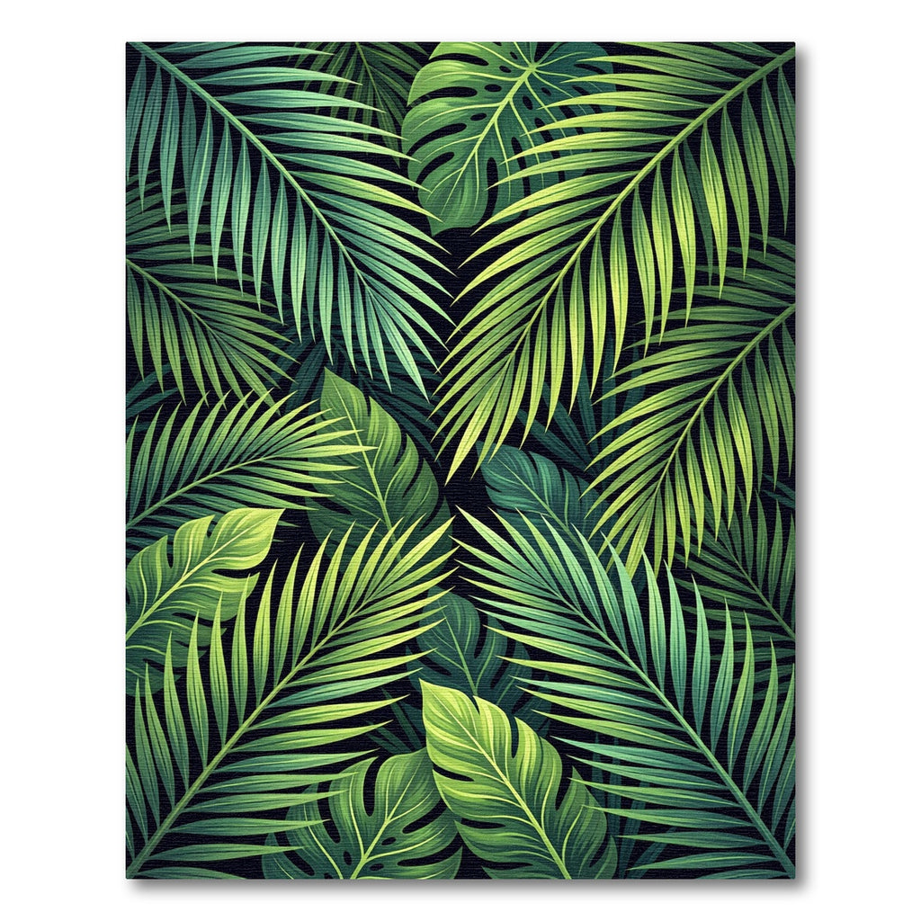 Verdant Rainforest Leaf Mosaic Art Rug