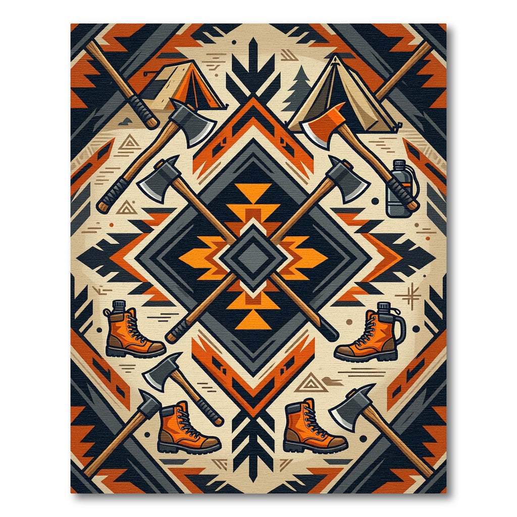 Geometric Sunset Woodland Axe Adventure Rug