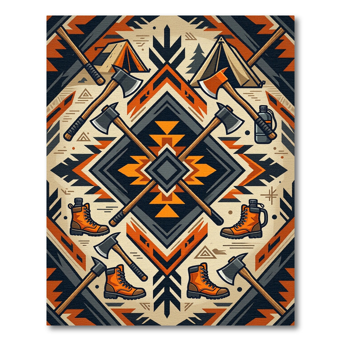 Geometric Sunset Woodland Axe Adventure Rug