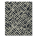 Geometric Maze With Black Cream Lines Rug