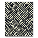 Geometric Maze With Black Cream Lines Rug