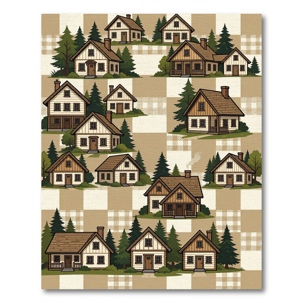 Woodland Village Cabin Landscape Rug
