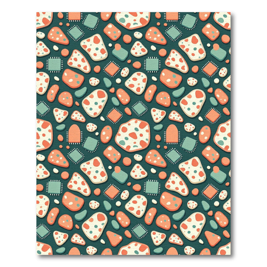 Retro Teal Tech Circuit Abstract Art Rug