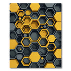 Yellow Gray Geometric Honeycomb Rug