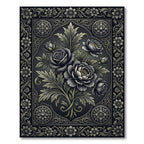 Ornate Charcoal Floral Bouquet Rug