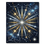 Celestial Gold and Silver Starburst Rug