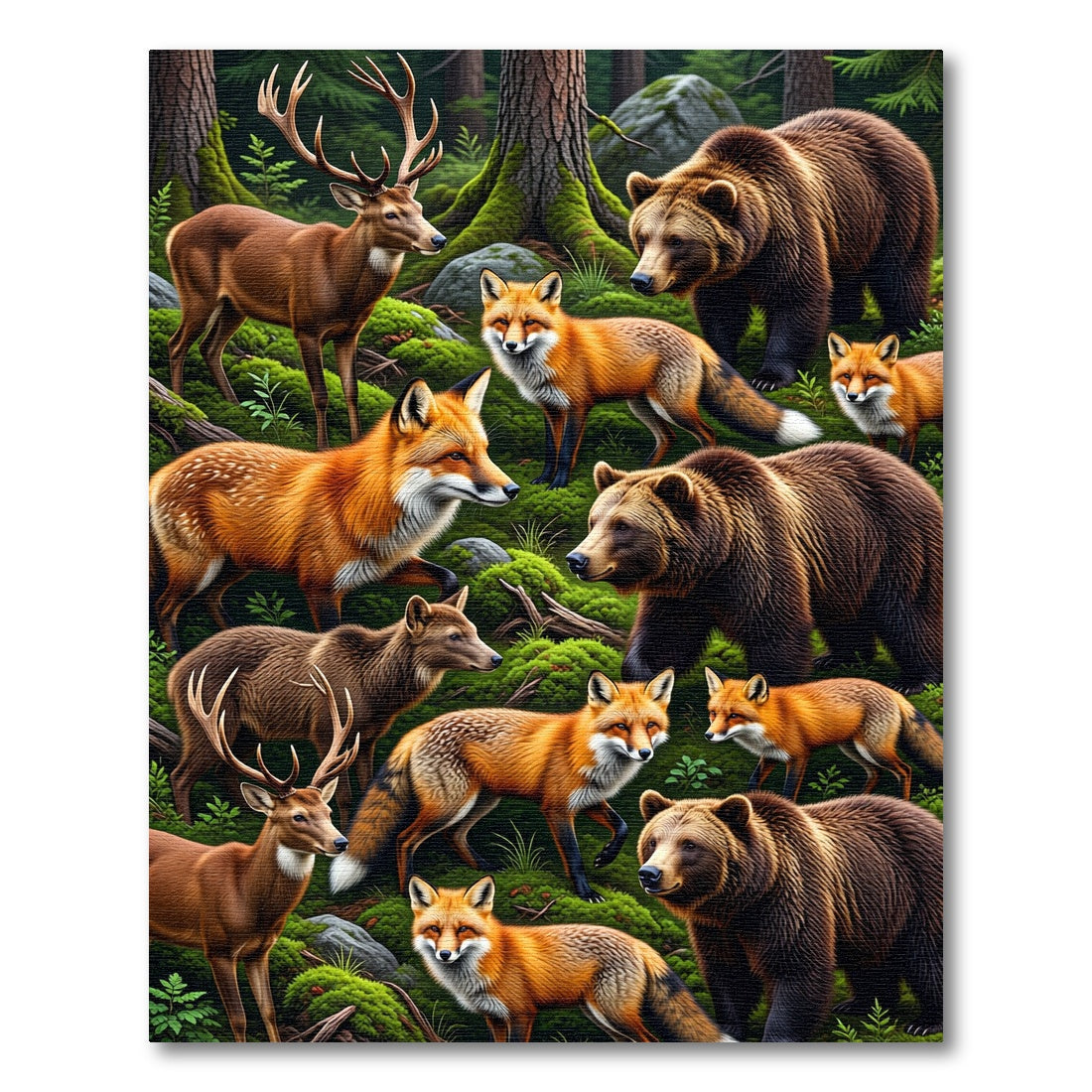 Enchanted Forest Wildlife Woodland Rug