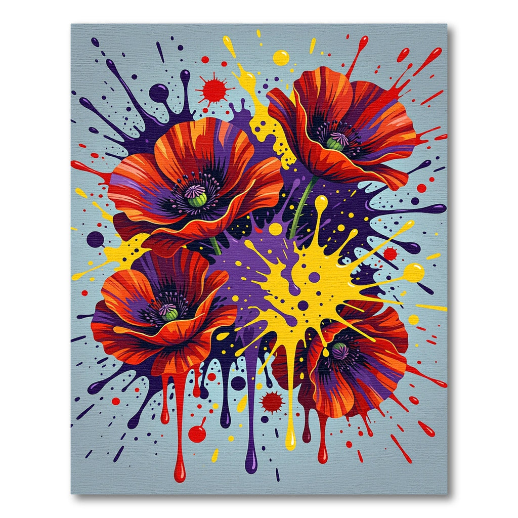 Vibrant Abstract Poppy Splatter Art Rug