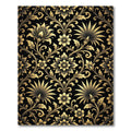 Elegant Gold Floral Damask Botanical Black Rug