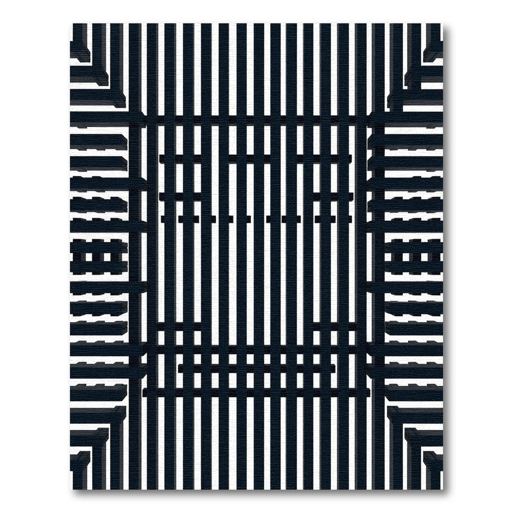 Black White Vertical Stripe Illusion Rug