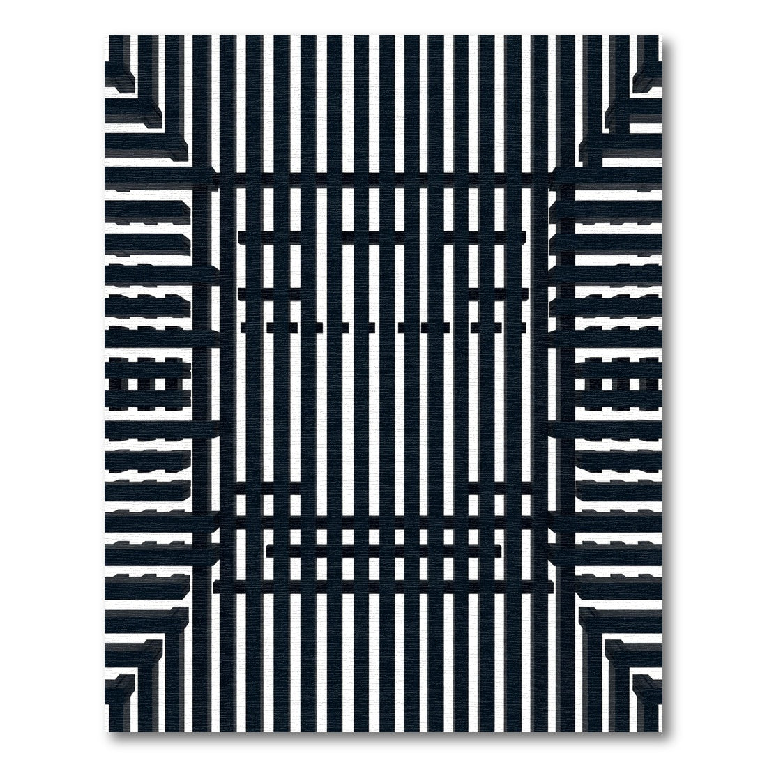 Black White Vertical Stripe Illusion Rug