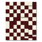 Maroon Cream Illusionary Checkered Rug