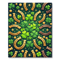 Golden Horseshoe and Emerald Shamrock Medallion Rug