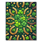 Golden Horseshoe and Emerald Shamrock Medallion Rug