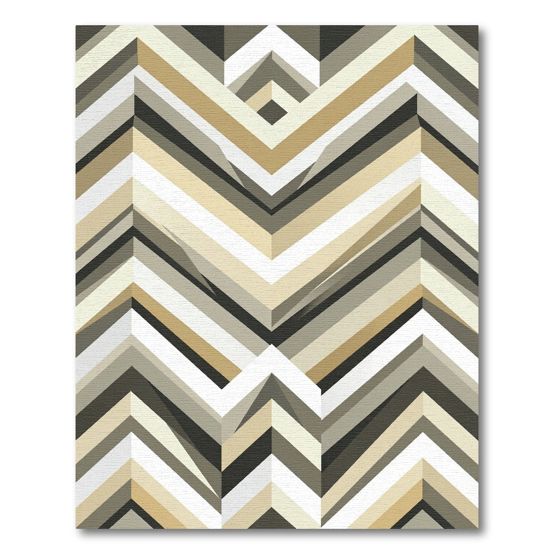 Neutral Chevron Geometric Layered Stripe Rug