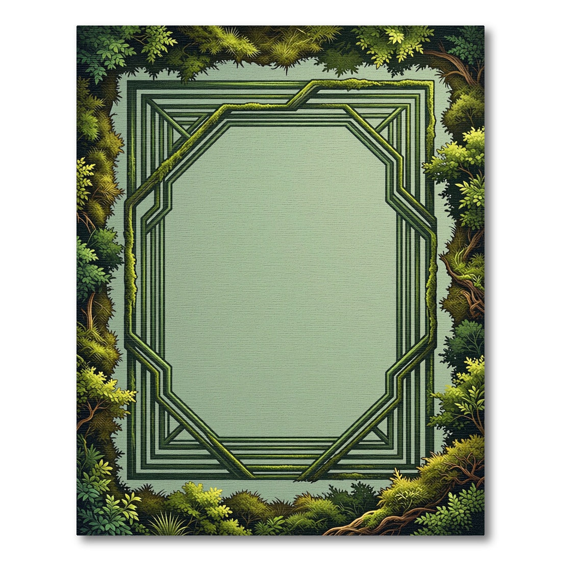 Verdant Forest Geometric Octagon Rug