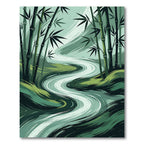 Serene Verdant Bamboo Winding River Rug