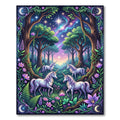 Enchanted Unicorns in Cosmic Forest Glow Rug