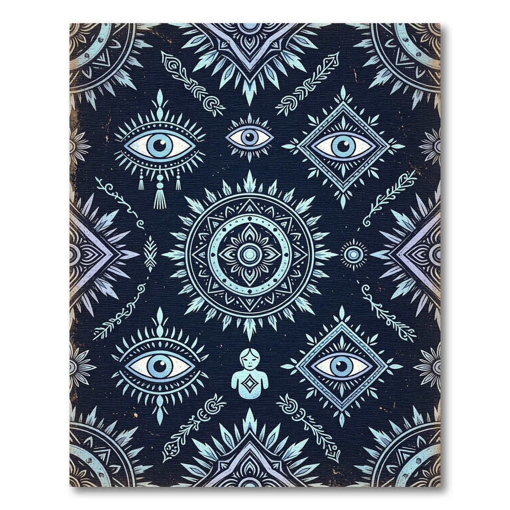 Mystic Indigo Celestial Eye Medallion Rug