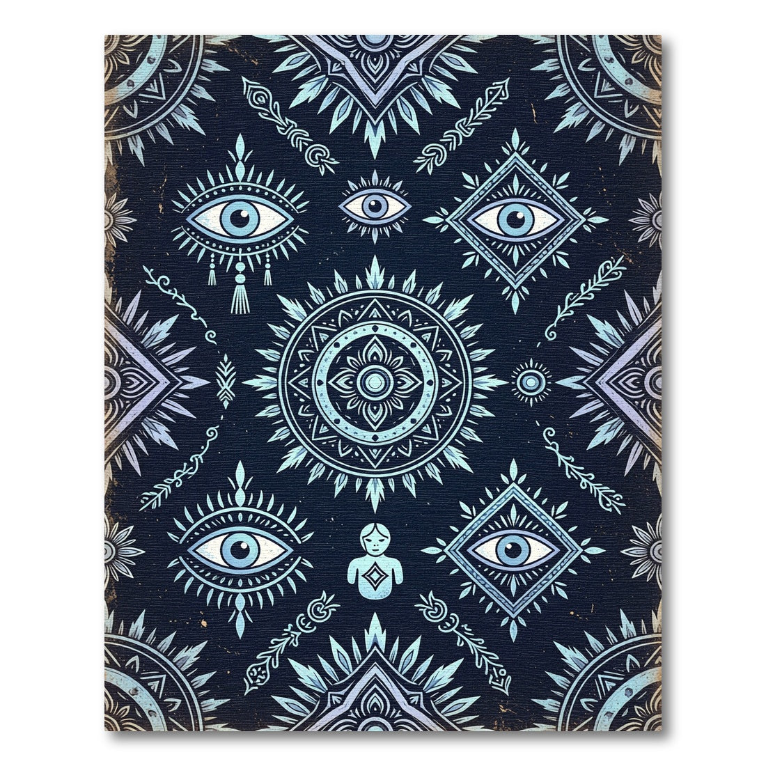 Mystic Indigo Celestial Eye Medallion Rug