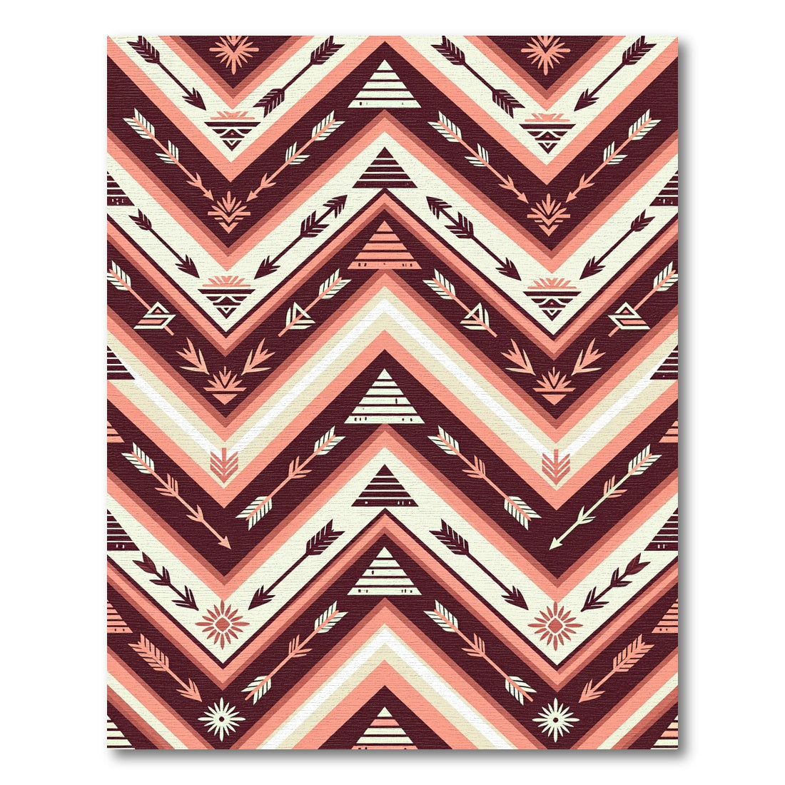Crimson Arrow Tribal Chevron Rug