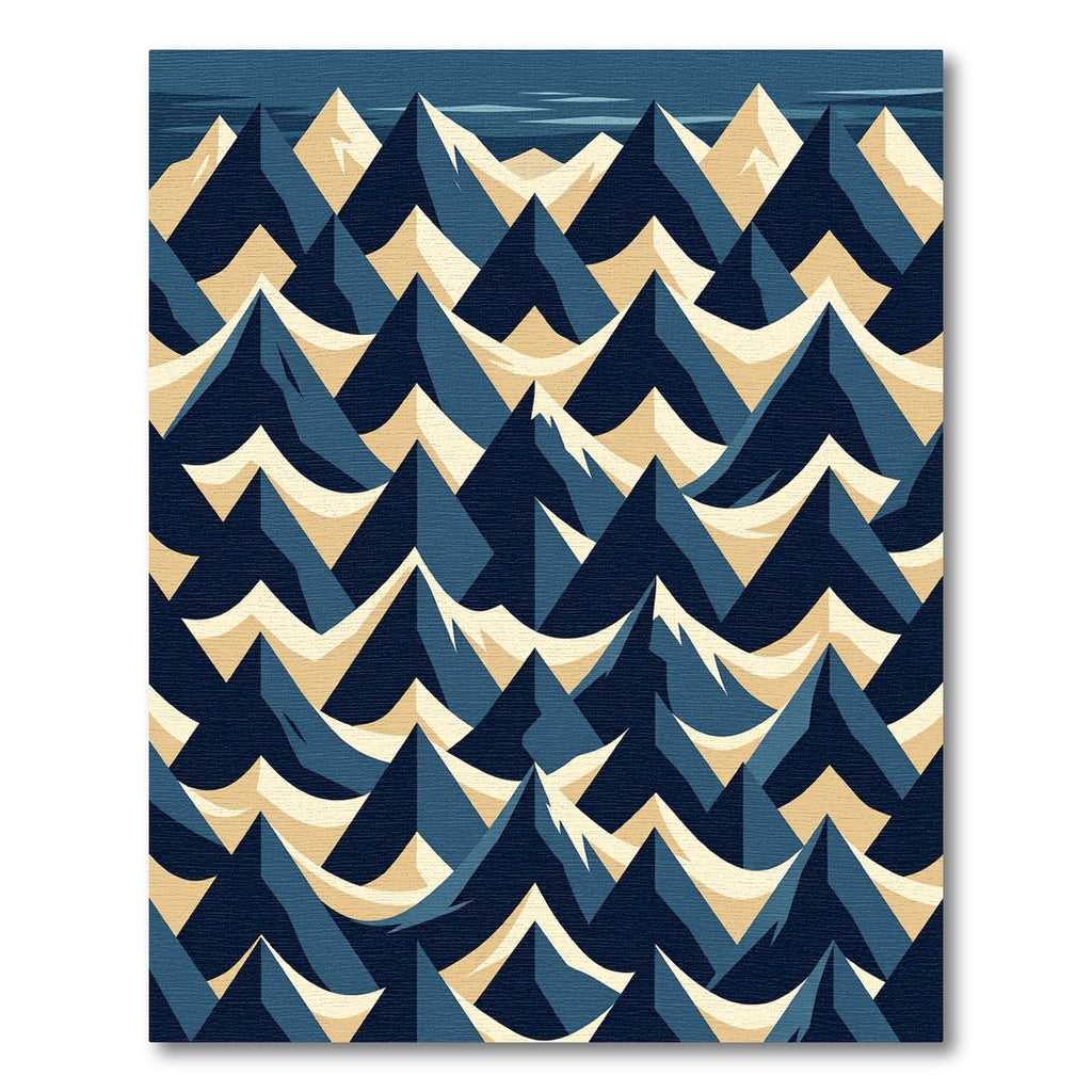 Geometric Navy and Cream Mountain Peak Rug