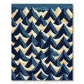 Geometric Navy and Cream Mountain Peak Rug