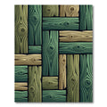 Rustic Green Wood Grain Block Mosaic Rug