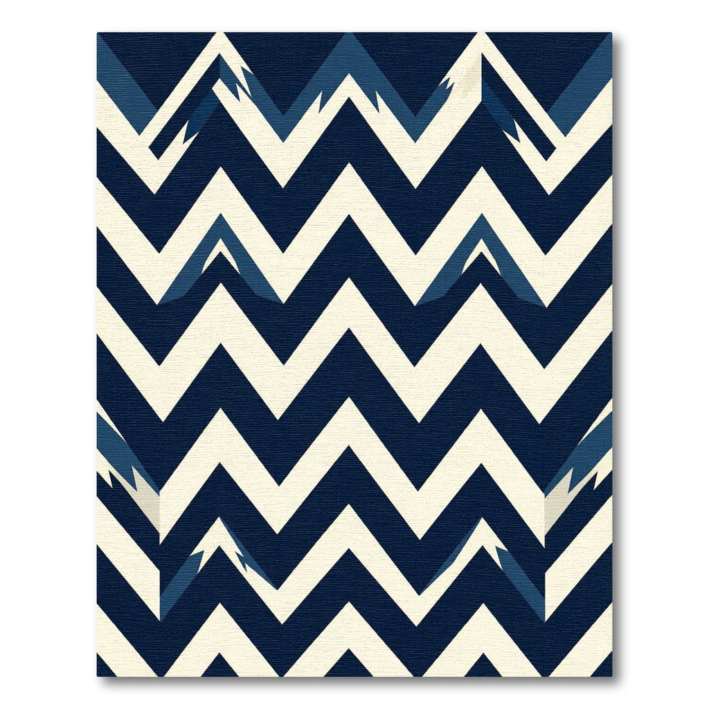 Navy Blue Cream Zigzag Chevron Rug