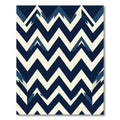 Navy Blue Cream Zigzag Chevron Rug