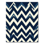 Navy Blue Cream Zigzag Chevron Rug