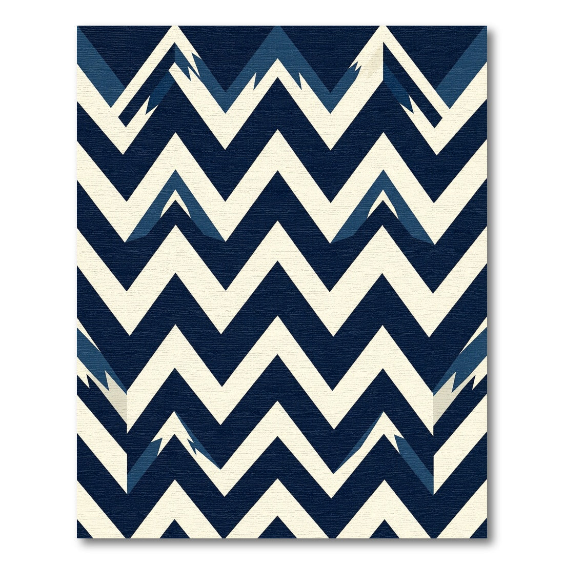 Navy Blue Cream Zigzag Chevron Rug