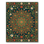 Rich Crimson Floral Scroll Medallion Rug