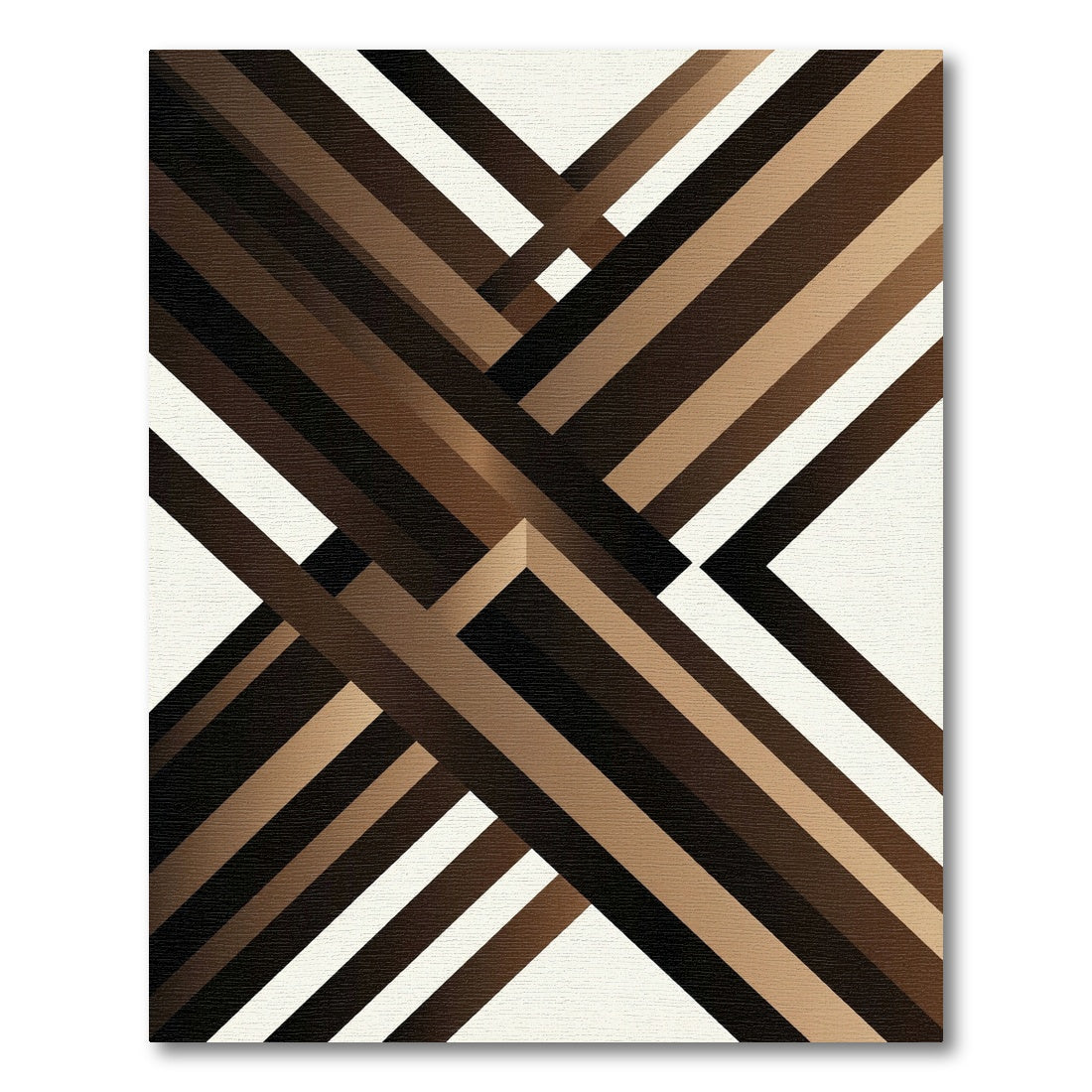 Modern Bronze Geometric Intersecting Lines Rug