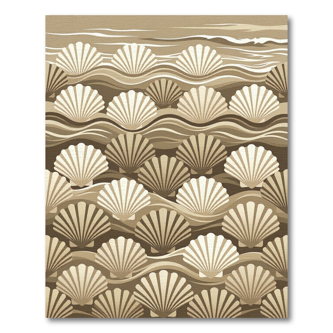 Earthy Tone Repeating Seashell Wave Rug