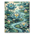 Serene Blue Lotus Water Garden Rug
