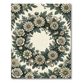 Cream Floral Wreath Botanical Tapestry Rug